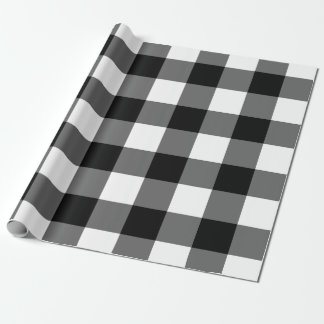 Grosses schwarz-weißes Gingham-Packpapier Geschenkpapier