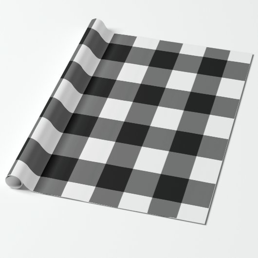 Grosses schwarz-weißes Gingham-Packpapier Geschenkpapier (Ungerollt)
