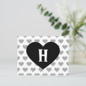 Grosses schwarzes Herz - Monogramm Postkarte (Stehend Vorderseite)