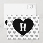 Grosses schwarzes Herz - Monogramm Postkarte (Vorne/Hinten)