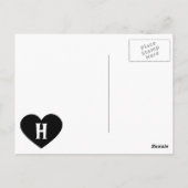 Grosses schwarzes Herz - Monogramm Postkarte (Rückseite)