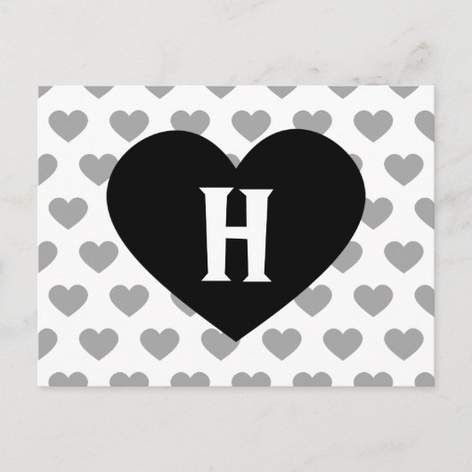 Grosses schwarzes Herz - Monogramm Postkarte (Vorderseite)