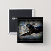 Großes schwarzes Pitbull Labrador-Kreuz Button (Vorne & Hinten)