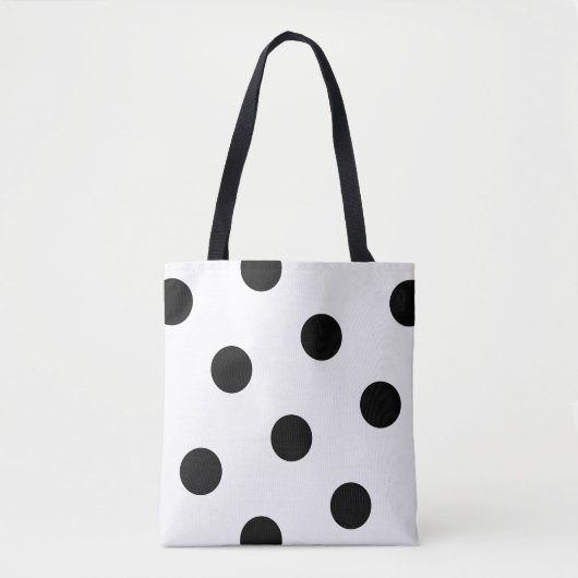 Grosses schwarzes Polka Dot-Muster - Farbweiß Tasche (Vorderseite)