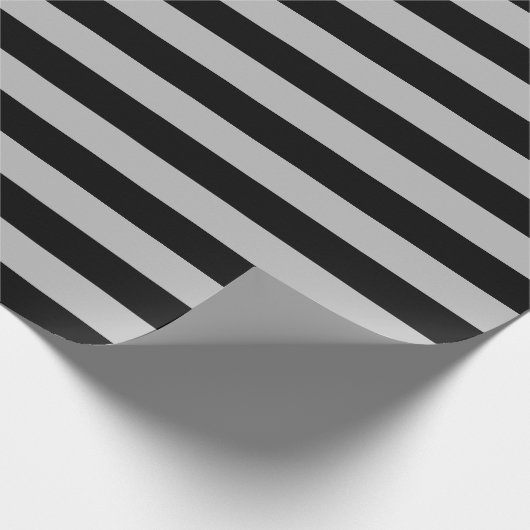 Großes Schwarzes und Grau Stripes Packpapier (Ecke)