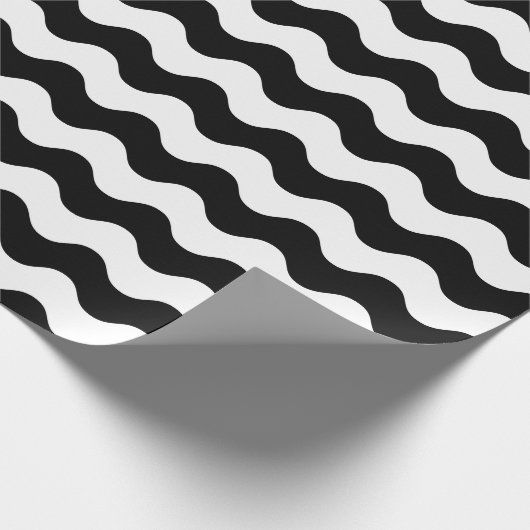 Großes Schwarzweiss-Wellen-Packpapier Geschenkpapier (Ecke)