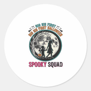 Großes Schwester Halloween-Shirt für ihre erste gr Runder Aufkleber