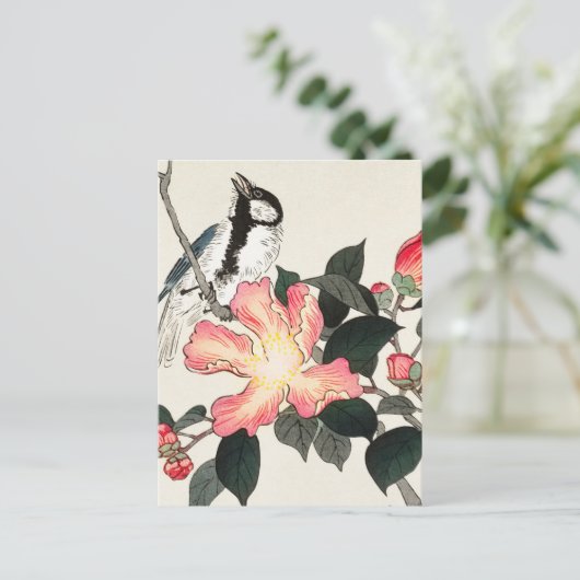 Großes Set auf Zweig mit rosa Blume bemalt Postkarte (Stehend Vorderseite)