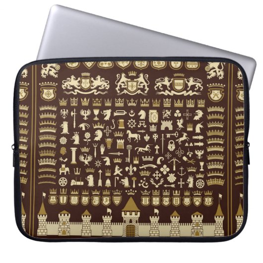 Grosses Set heraldischer Elemente. Laptopschutzhülle (Vorderseite)