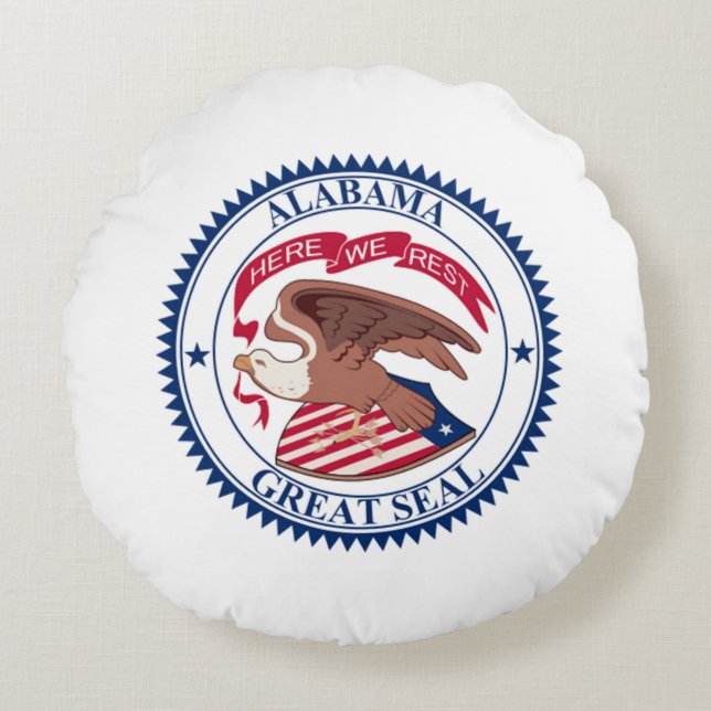 Großes Siegel Alabama 1868 Rundes Kissen (Vorderseite)