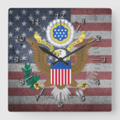 Grosses Siegel der Staaten Quadratische Wanduhr (Vorderseite)