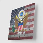 Grosses Siegel der Staaten Quadratische Wanduhr (Winkel)