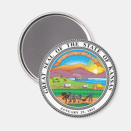 Großes Siegel des Staat von Kansas Magnet (Vorderseite/Rückseite)