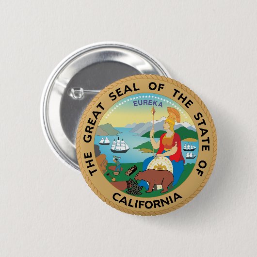 Großes Siegel von Kalifornien Button (Vorne & Hinten)