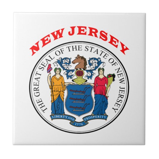 Großes Siegel von Staat New-Jersey Fliese (Vorderseite)