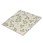 Großes sortiertes grünes Blätter auf Sahneentwurf Fliese (Seite)