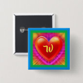 Grosses Square Abzeichen Monogram Nachtklub neon h Button (Vorne & Hinten)