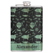 Großes Steampunk Verdigris Luftschiff Thema Custom Flachmann (Vorderseite)