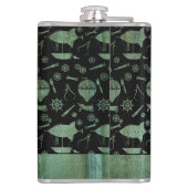 Großes Steampunk Verdigris Luftschiff Thema Custom Flachmann (Rückseite)