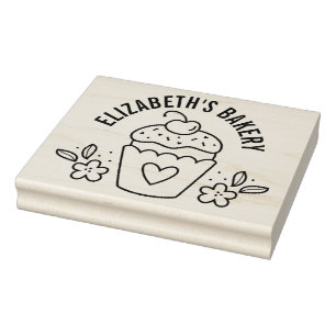 Großes süßes hausgemachtes Bäckerei-Logo-Cupcake Gummistempel