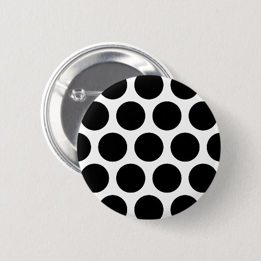 Großes Tupfen-Muster: Schwarzes u. Weiß Button (Vorne & Hinten)