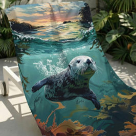 Grosses und Niedliches Meer Otter Beach Handtuch
