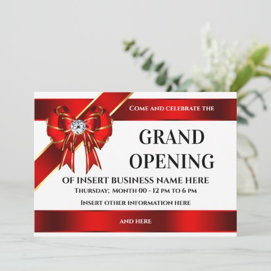 Großes Unternehmen mit rotem Bandbogen DIY Save The Date (Stehend Vorderseite)