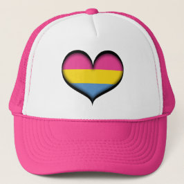 Grosses Vector Herz in Pansexual Pride Flag Farben Truckerkappe