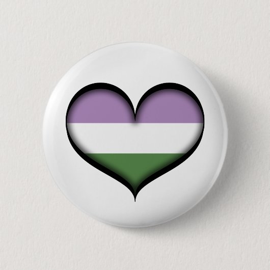 Großes Vektor Herz in Genderqueer Flag Farbe Button (Vorderseite)