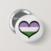 Großes Vektor Herz in Genderqueer Flag Farbe Button (Vorne & Hinten)