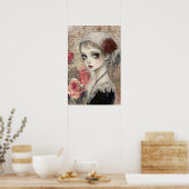 Grosses Viktorianisches Gothic Girl & Florals Poster (Küche)