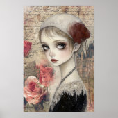 Grosses Viktorianisches Gothic Girl & Florals Poster (Vorne)
