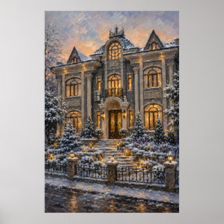 Großes viktorianisches Herrenhaus Ölbild Poster