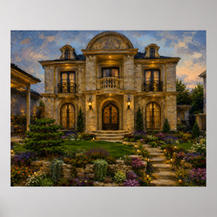 Großes viktorianisches Herrenhaus Ölmalerei Poster