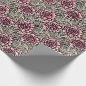 Grosses Vintag gotisch-rosa Blume Muster Geschenkpapier (Ecke)