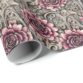 Grosses Vintag gotisch-rosa Blume Muster Geschenkpapier (Rolleneckpunkt)