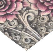 Grosses Vintag gotisch-rosa Blume Muster Tischdecke (Schrägansicht)