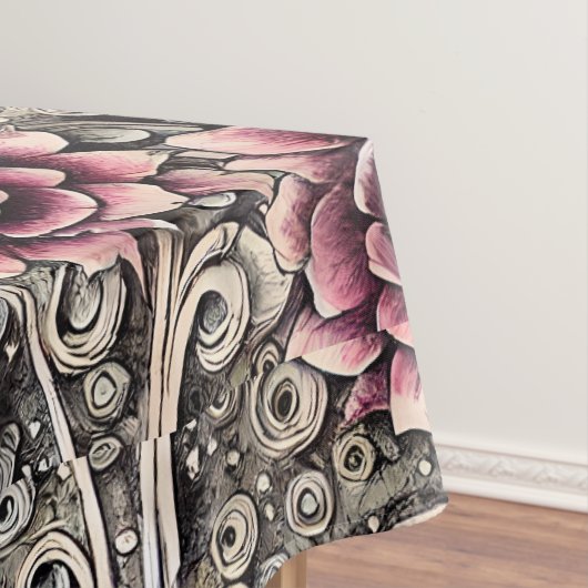 Grosses Vintag gotisch-rosa Blume Muster Tischdecke (Beispiel)