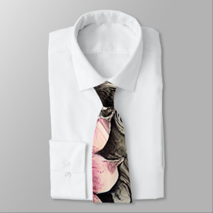 Großes Vintage-Gotik-Rosa-Blumenmuster Krawatte
