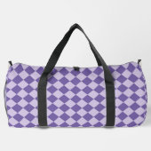 Großes violettes Schachbrett-Diamantmuster Duffle Bag (Rückseite)