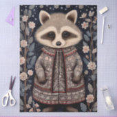 Grosses Waldgebiet Raccoon Blumendekoupage Seidenpapier (Basteln)