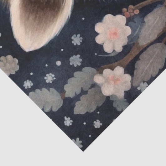 Grosses Waldgebiet Raccoon Blumendekoupage Seidenpapier (Ausschnitt)