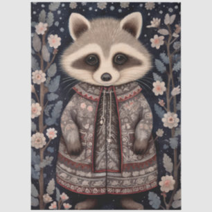 Grosses Waldgebiet Raccoon Blumendekoupage Seidenpapier