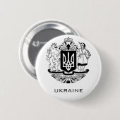 Großes Wappen der Ukraine Monochrome Fine Art Button (Vorne & Hinten)