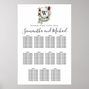 Grosses Wappen mit rotem Flor, 11-Tisch-Sitzkarte Poster