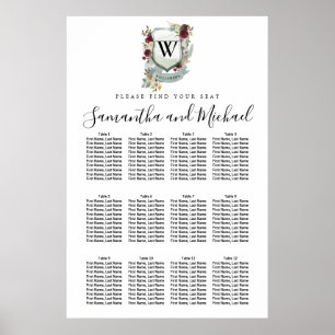 Grosses Wappen mit rotem Flor, 12-Tisch-Sitzkarte Poster