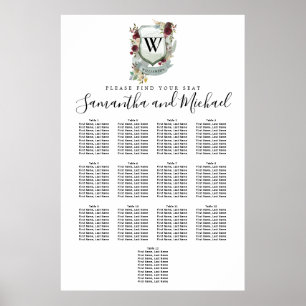 Grosses Wappen mit rotem Flor, 13-Tisch-Sitzkarte Poster