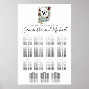 Grosses Wappen mit rotem Flor, 15-Tisch-Sitzkarte Poster