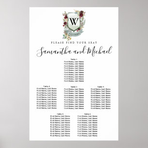 Grosses Wappen mit rotem Flor, 6 Tische, Sitzkarte Poster