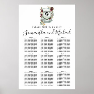Grosses Wappen mit rotem Flor, 9-Tisch-Sitzkarte Poster